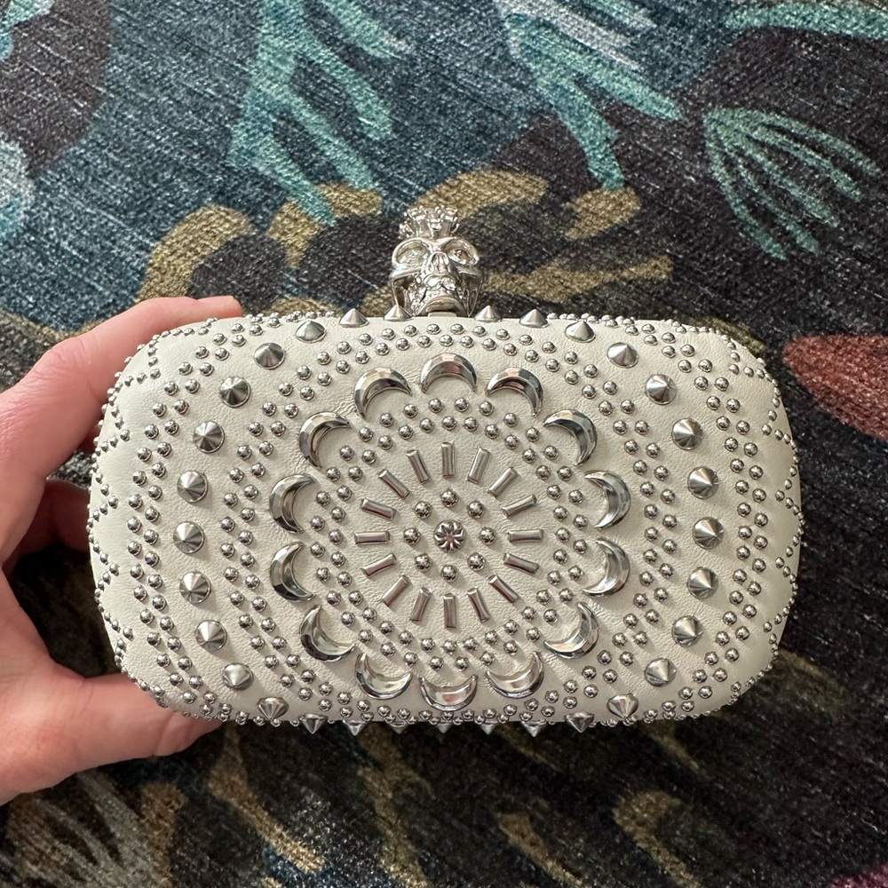 Alexander McQueen Small Skull Box Clutch Studded Rhinestone
